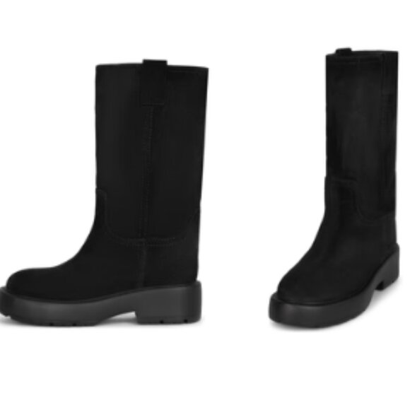 NEW W/ BOX Jeffrey Campbell Wybie Black Suede Combat Boots Chunky Sole Size 8M - Picture 1 of 7